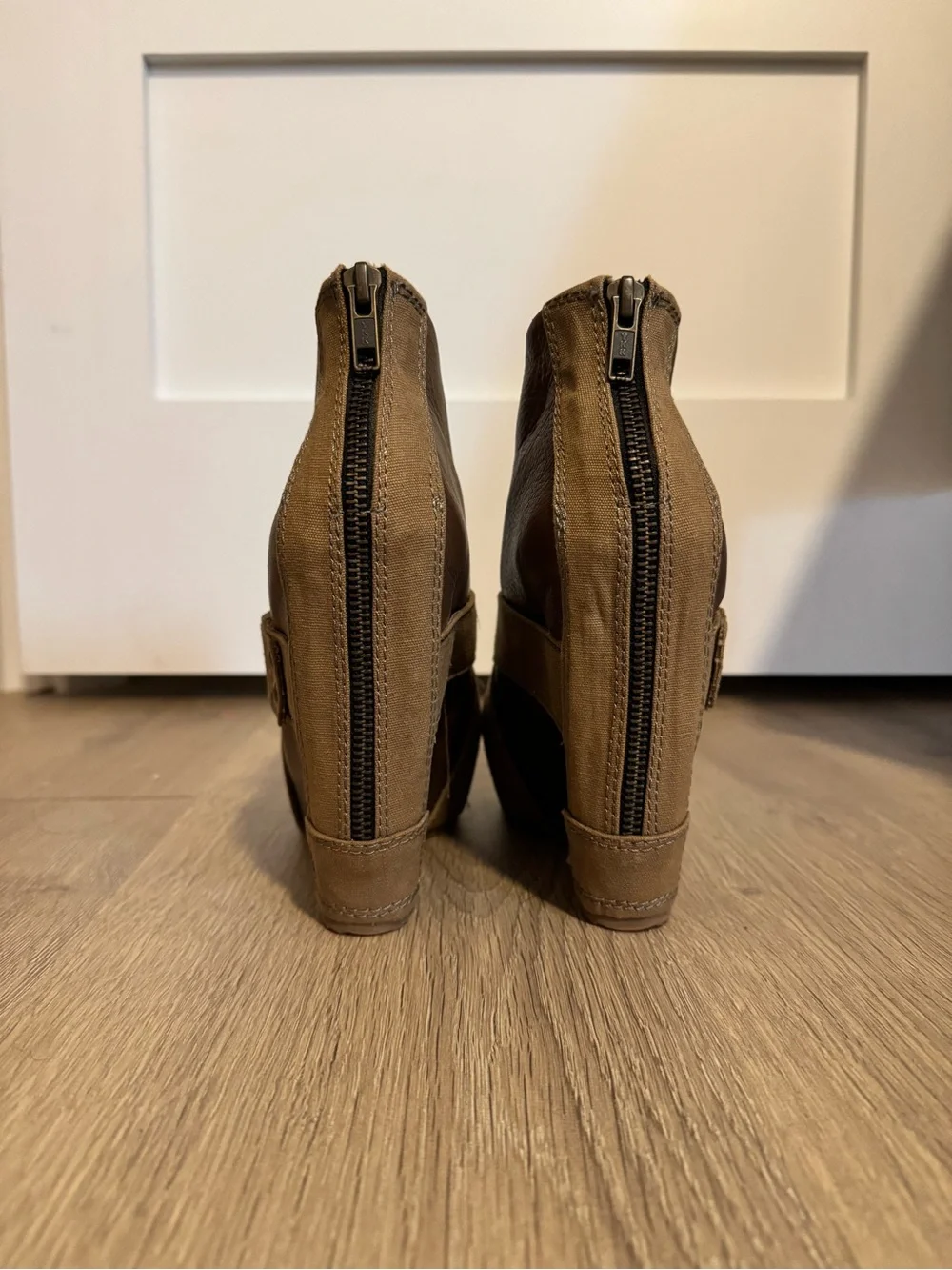 Aldo Two-Tone Brown Wedge Ankle Boots